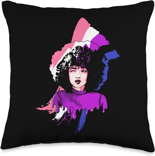 African American Genderfluid Pride LGBTQ Gifts Afro Girl Genderfluid Flag History Melanin Black Pride - Almohada de 16 x 16 pulgadas, multicolor