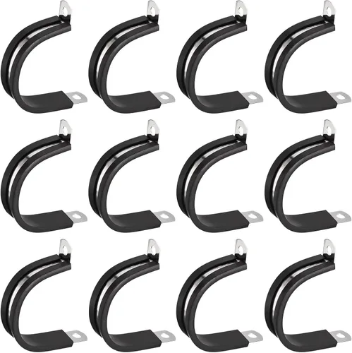 Miniatura 37 de uxcell Abrazadera de cable de 1/2 pulgada (0.472 in) de acero inoxidable 304 Abrazadera aislada acolchada de goma de acero inoxidable en forma de R
