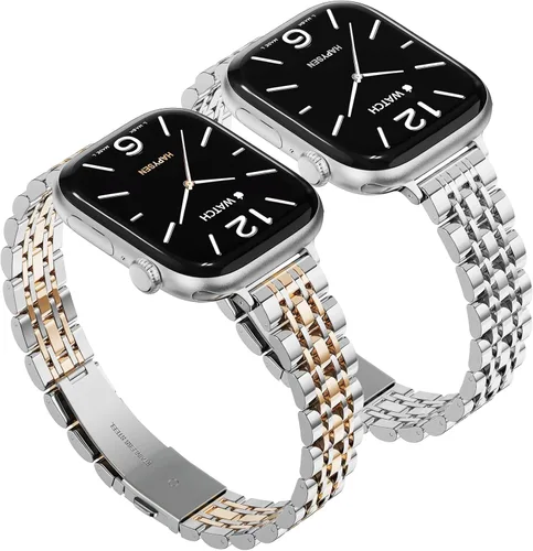 Miniatura 11 de Slim Metal Band Compatible with Apple Watch Bands for Women, Series 11/10/9/8/7/6/5/4/3/2/1/SE, 46/42mm (S11/10), 45/44/42mm, 41/40/38mm Stainless