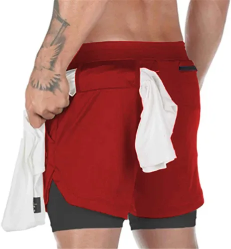 Miniatura 2 de Surenow - Pantalones cortos de correr para hombre, pantalones cortos 2 en 1 para entrenamiento, de 7 pulgadas, para yoga, deportes al aire libre