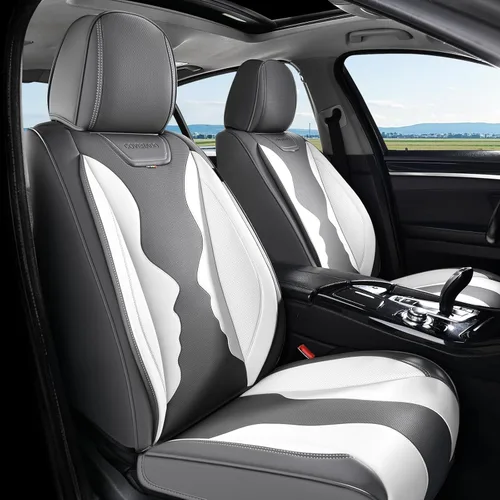 Miniatura 37 de Coverado Juego completo de fundas de asiento de automóvil, fundas de asiento negras para asientos delanteros y traseros de automóvil, protector
