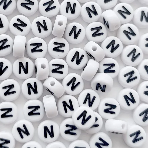 Miniatura 16 de 100 cuentas de letra, cuentas redondas blancas acrílicas del alfabeto de 0.157 x 0.276 pulgadas (0.157 x 0.276 in), cuentas vocales de letra A