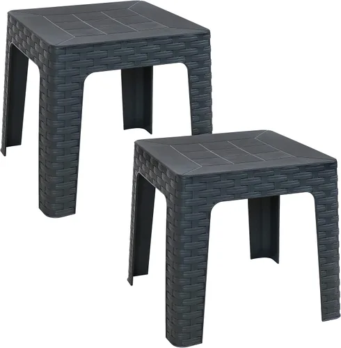 Miniatura 11 de Sunnydaze Adirondack - Mesa auxiliar pequeña para exteriores para elementos esenciales de balcón, mesa auxiliar cuadrada de plástico para patio