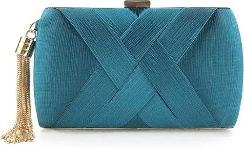 Miniatura 4 de Elegante bolso de mano de seda con colgante de borla para mujer, para novia, boda, graduación, fiesta de noche