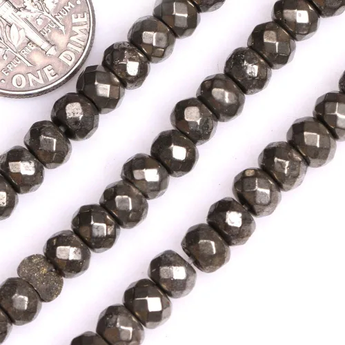 GEM-Inside Roundell - Cuentas espaciadoras sueltas de cristal natural facetado para soporte, collar, aretes, hacer adultos de 15 pulgadas (pirita,