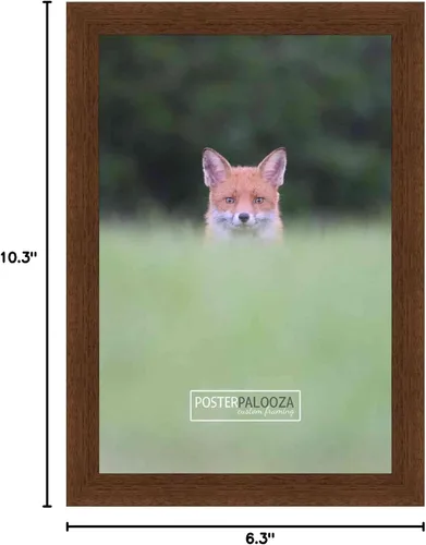 Miniatura 8 de Poster Palooza Marco de madera maciza de nogal marrón de 8 x 4 pulgadas, ancho de moldeo de 1.25 pulgadas, incluye plexiglás acrílico UV, respaldo