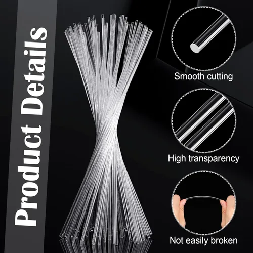 Miniatura 5 de Vicenpal 120 piezas de varillas de acrílico transparente de 10 pulgadas de 3 mm de diámetro, varillas de acrílico redondas de plástico