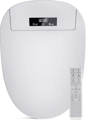 Asiento de inodoro de bidé con asiento y agua ajustables con calefacción, secador de aire, tapa de cierre silencioso, control remoto inalámbrico,
