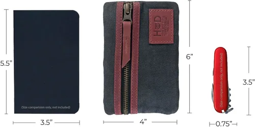 Miniatura 7 de Hide & Drink, Estuche de bolsillo multiherramientas, Bolsa compacta multiusos con cremallera para artículos de diario (EDC), Mini estuche de Carbón