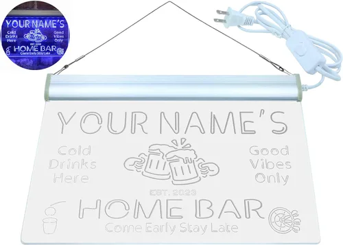 Miniatura 9 de ADVPRO Letrero de neón LED de un solo color personalizado con tu nombre para bar casero de cerveza con año de establecimiento 16 x 12 pulgadas Azul