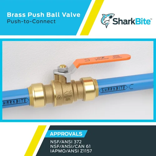 Miniatura 5 de SharkBite 22222-0000LF Válvulas de bola de empuje de latón, 1/2