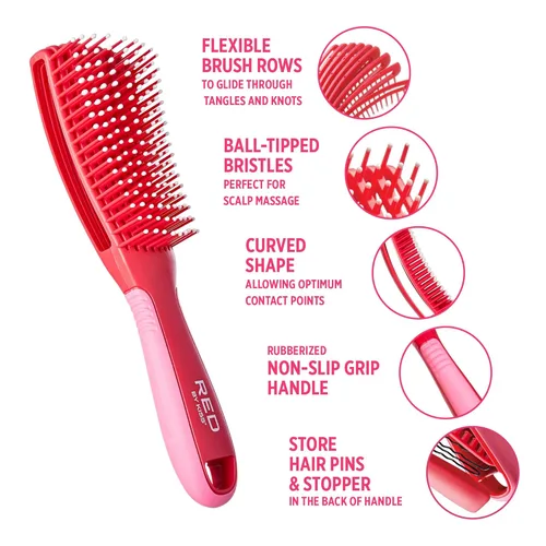Miniatura 3 de Red by Kiss Glide & Define Cepillo desenredante con punta de bola antideslizante para el cuidado natural del cuero cabelludo, cerdas resistentes al