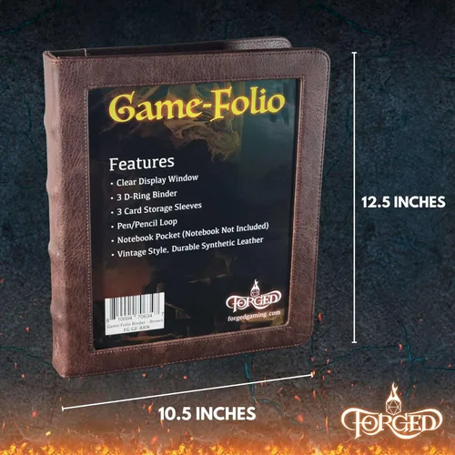 Miniatura 7 de Forged Dice Co. Game-Folio Portfolio Carpeta de Cuero PU - Carpeta de Juegos para Hojas de Personajes DND con Organizador de Tarjetas de Hechizos