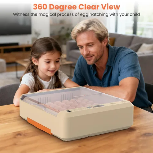 Miniatura 8 de Incubadora de huevos 36-60 con giro automático de huevos y control de humedad, incubadora de huevos de pollo ajustable con pantalla digital