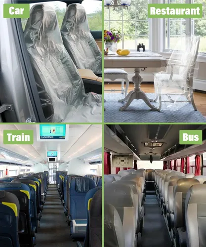 Miniatura 4 de Zlirfy Funda de asiento, 100 piezas de plástico PE desechable, ajuste universal para vehículo, protectora, transparente, ligera, fácil de almacenar