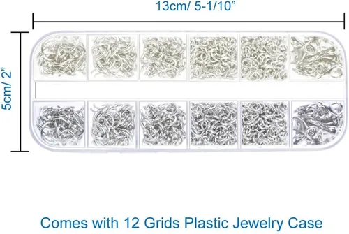 Miniatura 4 de Anezus Anillos de salto para suministros de fabricación de joyas con alicates de anillo de salto (1200 piezas de plata mate y plata brillante)