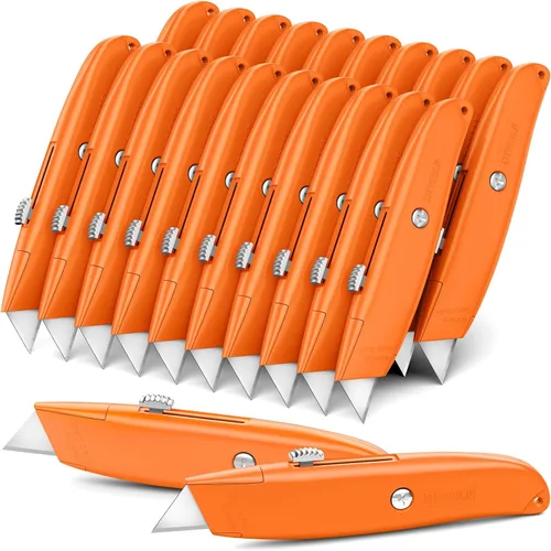 Miniatura 17 de DIYSELF Paquete de 2 cuchillos utilitarios, cortador retráctil, resistente (naranja)