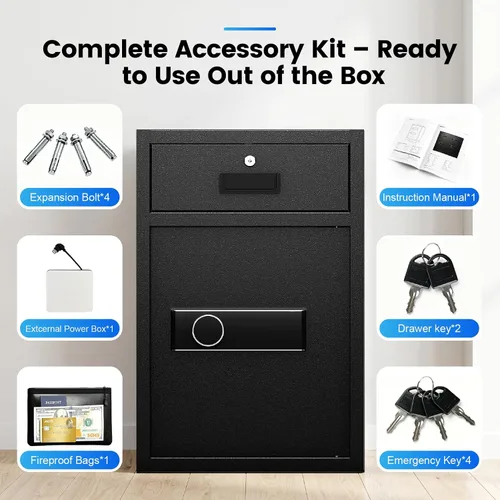 Miniatura 7 de Xyvaly Caja fuerte resistente para cajones de 5.1 pies cúbicos, caja fuerte para el hogar, con bolsa ignífuga e impermeable, con sistema de alarma