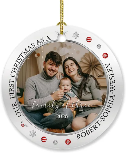 Miniatura 10 de Adorno de 5º aniversario, decoración del árbol de Navidad, nombres personalizados y recuerdos de aniversario de fotos, regalos para parejas juntas