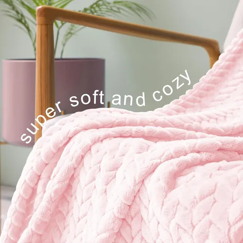 Miniatura 4 de Exclusivo Mezcla - Manta de tamaño individual de vellón, color rosa claro, para cama, 90 x 66 pulgadas, suave, acogedora, en 3D, de franela