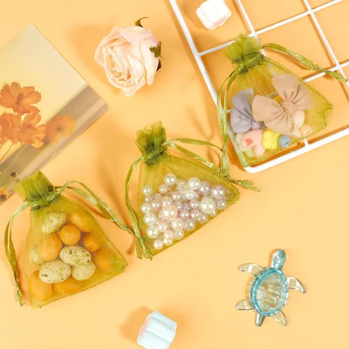 Miniatura 4 de BOEIAC Bolsas de organza, bolsas de organza transparente, 50 unidades, pequeñas bolsas de organza con cordón de 3 x 4 pulgadas, bolsas de regalo