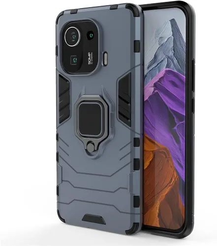 Miniatura 4 de Compatible con funda Xiaomi Mi 11 Pro, soporte de anillo de metal a prueba de golpes (funciona con soporte magnético para automóvil), cubierta Azul