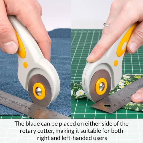 Miniatura 3 de WA Portman - Cortador o cutter rotativo y tapete de corte auto-reparable – Juego de cortador rotativo con mango texturizado y tapete – Juego