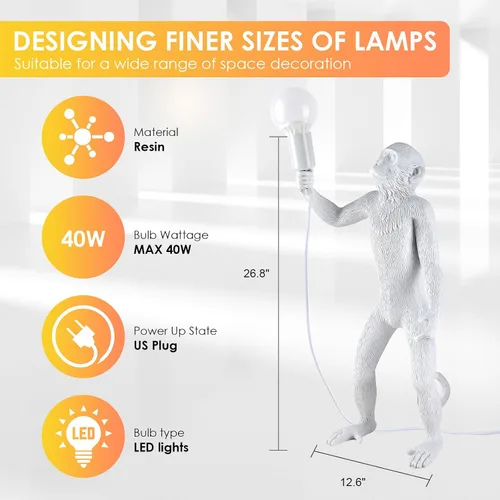 Miniatura 2 de Moderna lámpara de mesa de resina con forma de mono, lámpara de escritorio, lámpara de animales, luz LED de cabecera para decoración del hogar, sala