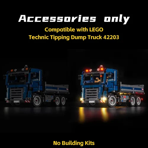 Miniatura 3 de BrickBling Iluminación LED solamente, compatible con camión volquete Lego Technic, compatible con Lego 42203, no viene con camión