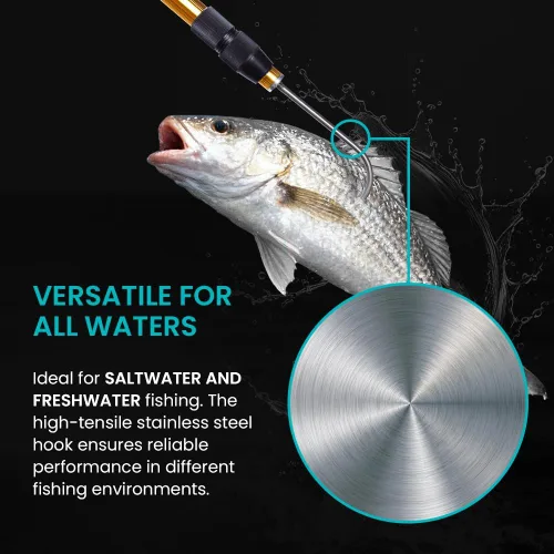 Miniatura 5 de GAFFER SPORTFISHING Gancho extensible de aluminio para peces con soporte de gancho de lanza de pesca de acero inoxidable afilado
