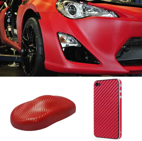 Miniatura 4 de Adhesivo en 3D de fibra de carbono de vinilo para envolver el coche, hoja adhesiva de vinilo para envolver el coche, rojo, 127 x 30 cm 50" x 11.8