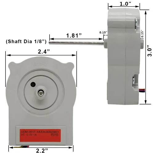 Miniatura 4 de EAU63923601 Motor del ventilador del condensador del refrigerador para las piezas de repuesto del refrigerador LG Haier, el motor del ventilador