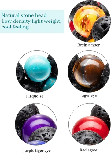 Miniatura 4 de Pulsera difusor de aceite esencial de piedra de lava ajustable cuerda trenzada cuentas de yoga para hombres y mujeres piedra original