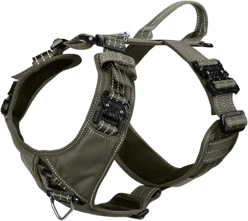 Miniatura 11 de ICEFANG Arnés de correa para perro con 4 hebillas de metal, para perro de tamaño mediano, chaleco K9, pecho en forma de Y, arnés ajustable