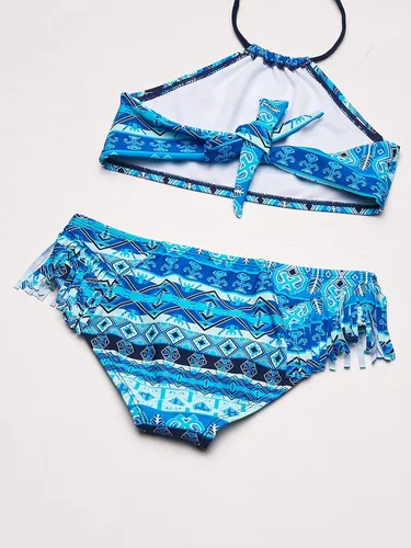 Miniatura 6 de Kanu Surf Mahina bikini halter de 2 piezas para niñas, traje de baño para playa mahina azul