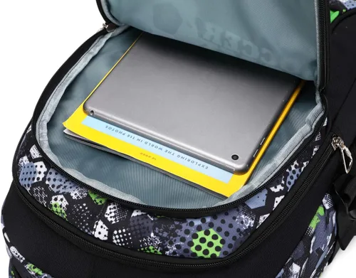Miniatura 7 de BYPTNF Mochila para niño, estudiante, niño, impermeable, duradera, elemental, casual, media, verde (E-green), Computadora portátil
