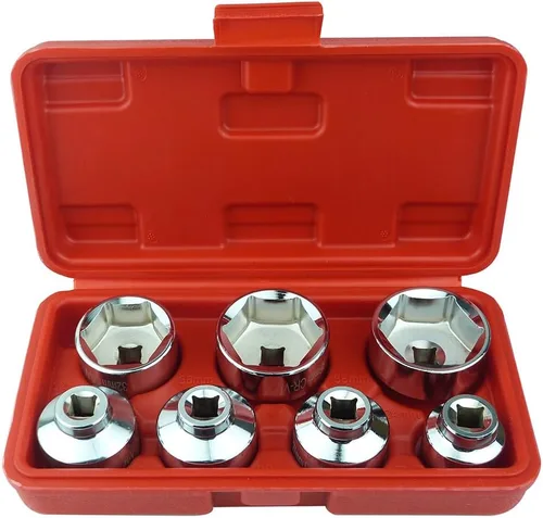 Miniatura 6 de Juego de llaves de filtro de aceite de 7 piezas, 3/8 pulgadas, juego de vasos de aceite de perfil bajo, herramienta universal para quitar tapones