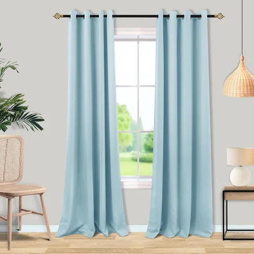 Miniatura 54 de Mrs.Naturall Cortinas Azul Real para Dormitorio, Cortinas Opacas Cortas Medianas Azul Cobalto para Cocina Decoración de Habitación de Adolescentes