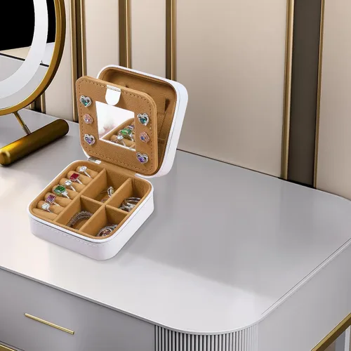Miniatura 6 de Parima Joyero de viaje para niñas, joyero azul con inicial L, mini joyero de viaje para niñas, joyero para niñas, accesorios de viaje