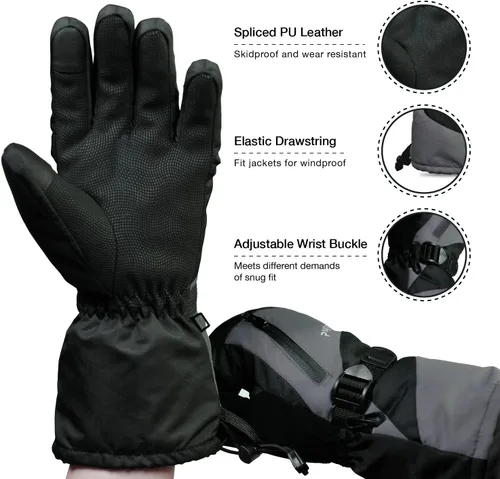 Miniatura 3 de PHRIXUS Guantes de esquí para hombre y mujer, impermeables, para invierno, cálidos, 3M, Thinsulate, guantes de esquí y nieve, snowboard y motos
