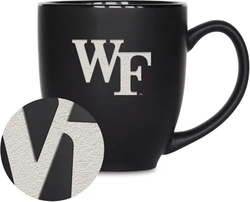 Miniatura 330 de Rico Industries - Taza de cerámica mate negra con grabado láser estándar de 15oz para NCAA (escuelas T & U) - Para bebidas calientes o frías