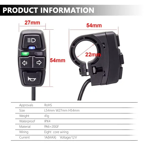 Miniatura 3 de Interruptor de giro de luz de cabeza de motocicleta, faros delanteros de motocicleta, interruptores de control de encendido y apagado, interruptor