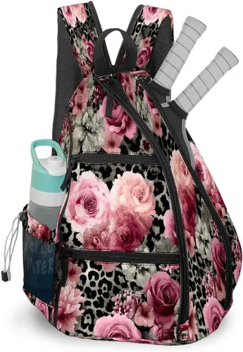 Pickleball Backpack Rose Pink for Women Men - Multi-Pocket Sports Bag with Shoe Compartment Versatile Tennis Bag & Gifts for Pickleball Lovers