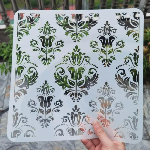 Miniatura 9 de Plantilla DIY para manualidades 30x30 cm Floral Mandala Yinyang Plantilla reutilizable para muebles, manualidades en madera, álbum de recortes