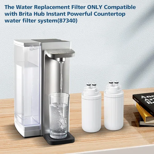 Miniatura 2 de Paquete de 2 filtros de agua de repuesto, compatible con el dispositivo de filtro de agua de encimera Brita Hub Instant Powerful, dura seis meses