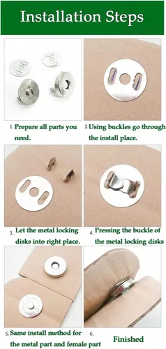 Miniatura 4 de Mini Skater Cierres de botón magnéticos de oro rosa de 0.551 in para proyectos de costura, pequeños bolsos de mano, bolsos de cuero y fabricación