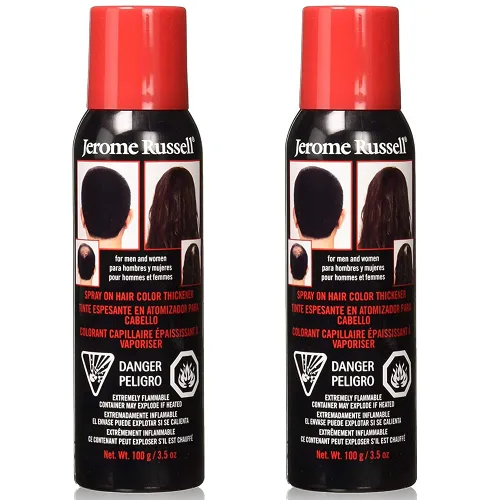 Jerome Russell Tinte en aerosol y espesante, marrón medio, cobertura instantánea de raíces para cabello fino y fino, cobertura completa, 3.5 onzas,