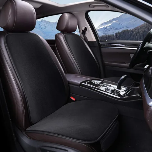 Miniatura 10 de Fundas de asiento de automóvil de invierno solo para asientos delanteros, cojín de asiento de automóvil de piel de oveja con soporte trasero