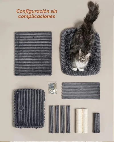Miniatura 8 de Árbol para gatos grandes, 20.9 x 15.7 pulgadas, cama de percha grande para gatos adultos, torre para gatos de 22.8 pulgadas con poste rascador