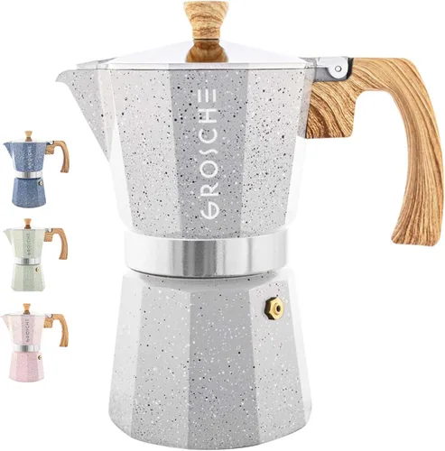 Miniatura 26 de GROSCHE Milano Cafetera Moka para Preparar Espresso en la Estufa, 9 Tazas de Café, 15.2 oz, Negro. Cafetera Cubana para Preparar Café en la Estufa